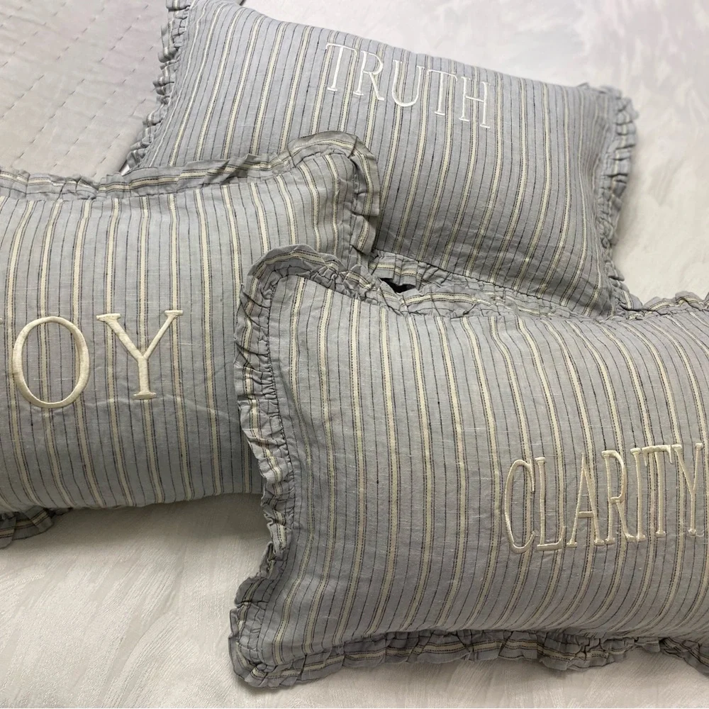 Restoration hardware kids self 3 linen trow pillows covers and inserts included